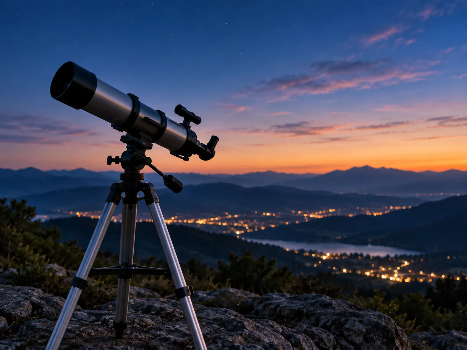 Telescopio preparado para observar el cielo
